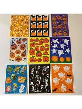 Hallmark & AGC Halloween Stickers Set Ghosts Cats Skeletons Pumpkins & More